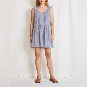 Apiece Apart Verder Mini Dress Striped XL Blue White Babydoll New NWT